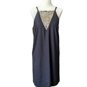 Aakaa Black with Gold Sequin Slip Dress Size Small
